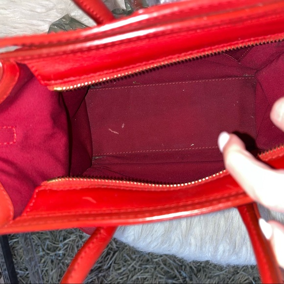 Celine nano luggage red leather crossbody - Picture 4 of 8